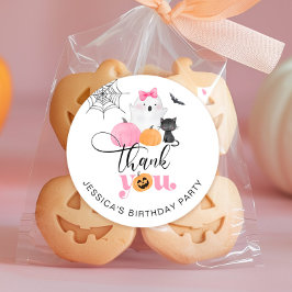 Pegatina Redonda Spooky Halloween cumpleaños gracias