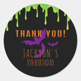 Pegatina Redonda Spooky Halloween Kids Birthday Gracias