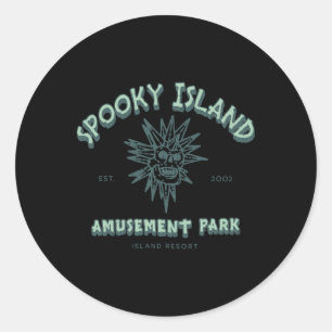 Pegatina Redonda Spooky Island Retro Halloween Skull 90 Halloween