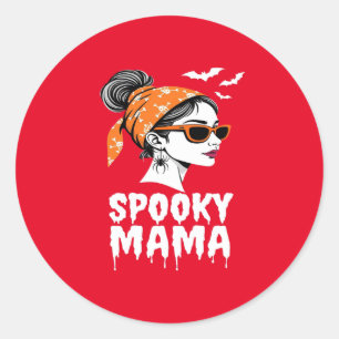 Pegatina Redonda Spooky Mama Halloween Retro Design