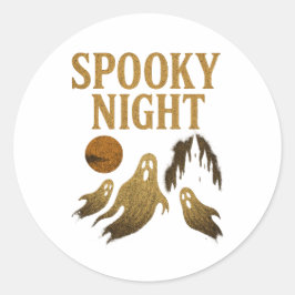 Pegatina Redonda Spooky Night Sticker Halloween Gothic Design 