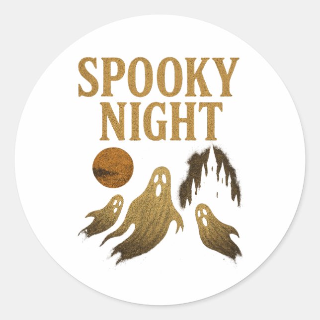 Pegatina Redonda Spooky Night Sticker Halloween Gothic Design  (Anverso)