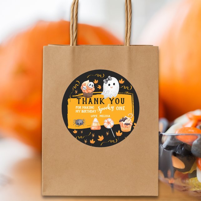 Pegatina Redonda Spooky One Cute Halloween Birthday Thank You (Subido por el creador)