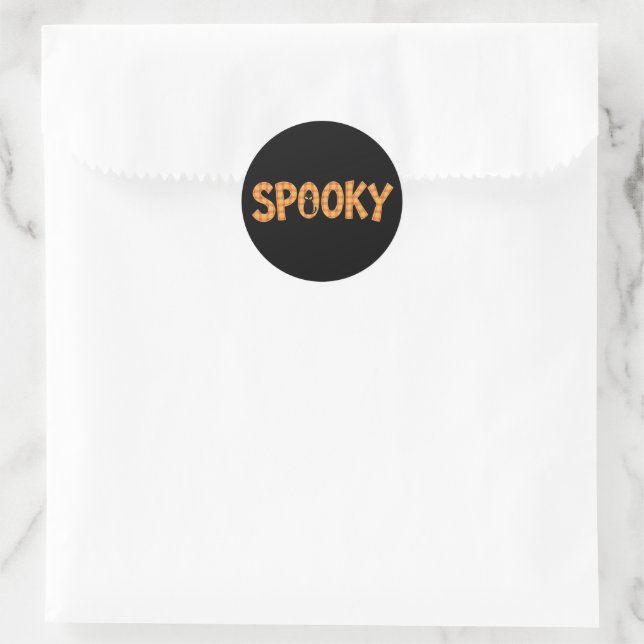 Pegatina Redonda Spooky Plaid Lettering Halloween (Bolso)