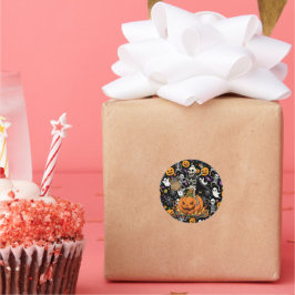 Pegatina Redonda Spooky Skeletons For Halloween