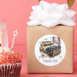 Pegatina Redonda Spooky Sleepover Gracias Pegatinas