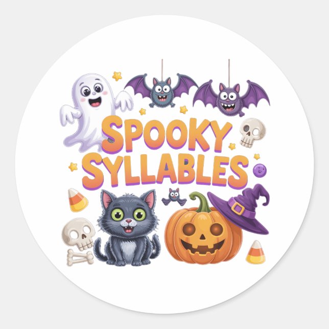 Pegatina Redonda Spooky Syllables (Anverso)