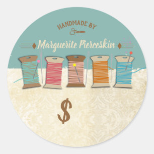 Pegatina Redonda Spool de nociones de costura de hilos costura cost