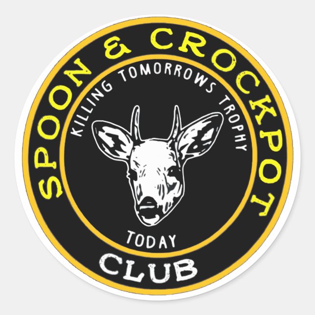 Pegatina Redonda Spoon and Crockpot matando trofeo mañana (Anverso)