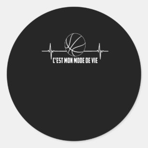 Pegatina Redonda Sport Lover   Latido Y Baloncesto
