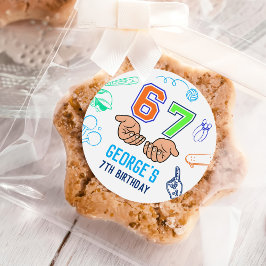 Pegatina Redonda Sports 6 7 Meme Trend Six Seven Birthday Party