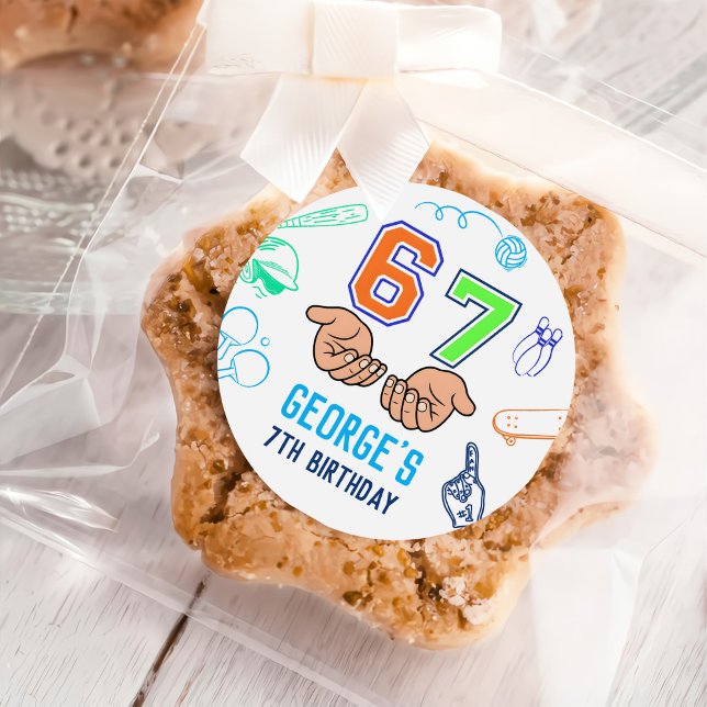 Pegatina Redonda Sports 6 7 Meme Trend Six Seven Birthday Party (Subido por el creador)