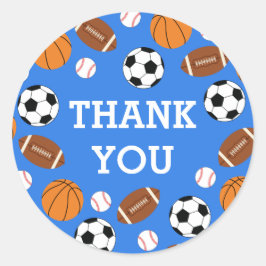 Pegatina Redonda Sports Baby Shower Co-ed Theme Boy Blue