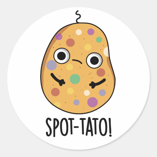 Pegatina Redonda Spot-tato Funny Potato Pun (Anverso)