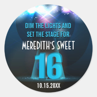 Pegatina Redonda Spotlight Star Blue Sweet 16