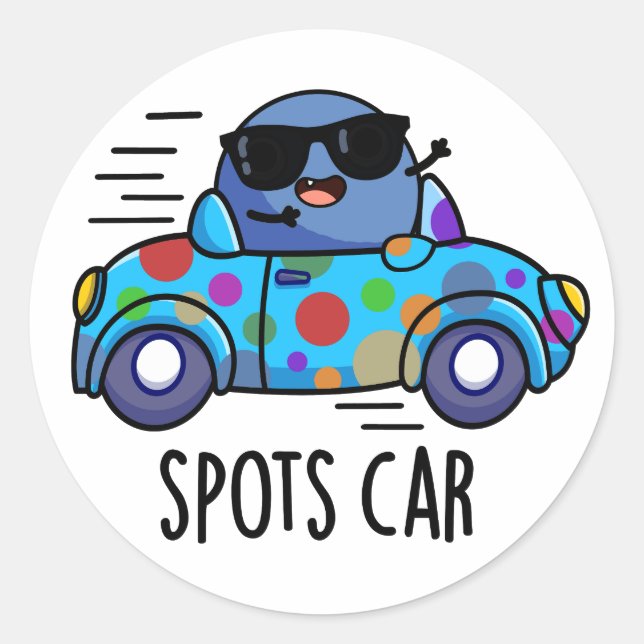 Pegatina Redonda Spots Car Funny Sports Car Pun (Anverso)