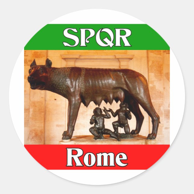 Pegatina Redonda SPQR Roma (Anverso)