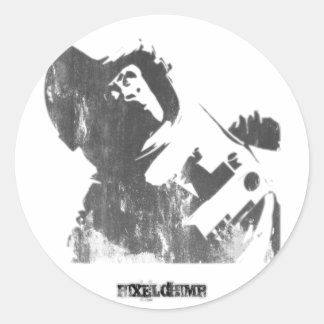 Pegatina Redonda Spray de mono de espacio del esténcil