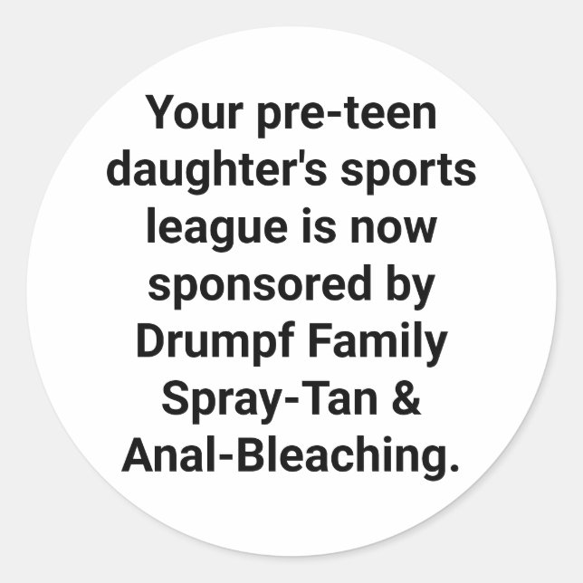 Pegatina Redonda Spray-Tan Hankamer Artjunkhaus Funny (Anverso)