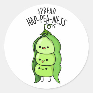 Pegatina Redonda Spread Hap-pea-ness Funny Peas Pun