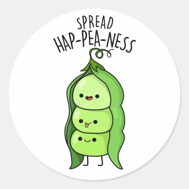 Pegatina Redonda Spread Hap-pea-ness Funny Peas Pun (Anverso)