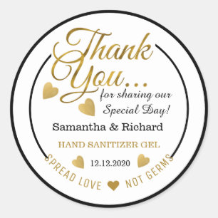 Pegatina Redonda Spread Love Gold Gracias a Hand Sanitizer
