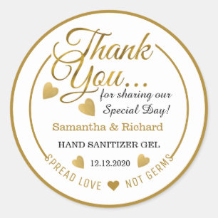 Pegatina Redonda Spread Love Gold Gracias a Hand Sanitizer