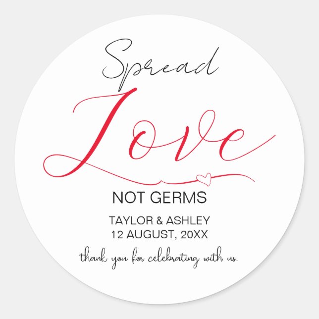 Pegatina Redonda Spread Love Minimal Script Hand Sanitizer Label (Anverso)