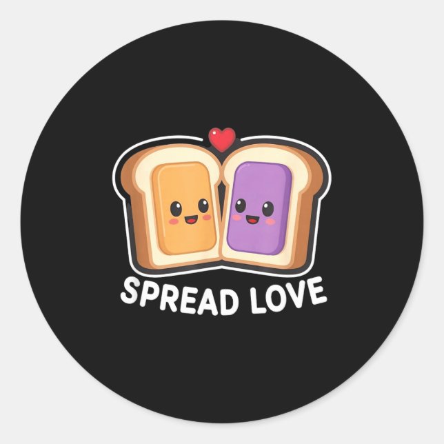 Pegatina Redonda Spread Love Peanut Butter And Jelly Valentine Desi (Anverso)