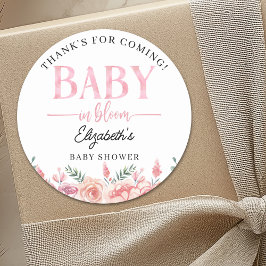 Pegatina Redonda Spring Baby Shower – Baby in Bloom
