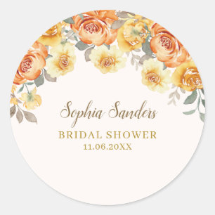 Pegatina Redonda Spring Bridal Shower Featuring Orange Blossoms