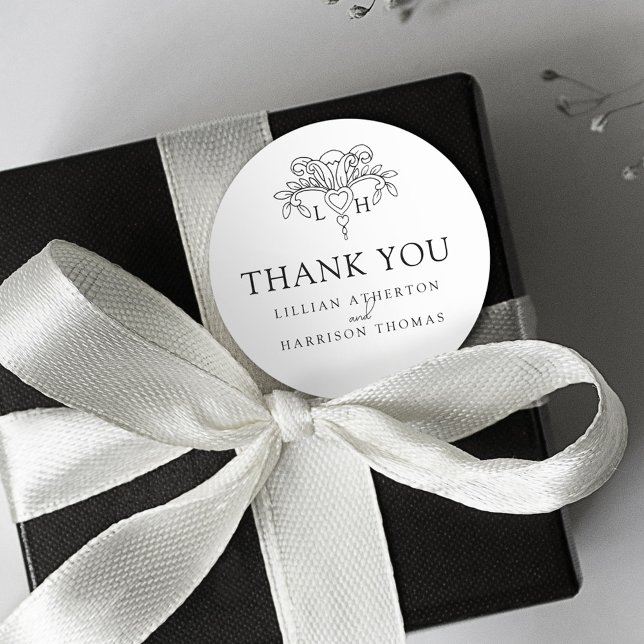 Pegatina Redonda Spring fleur de lis elegante boda gracias (Subido por el creador)