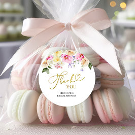 Pegatina Redonda Spring Floral Bridal Shower Thank You Sticker