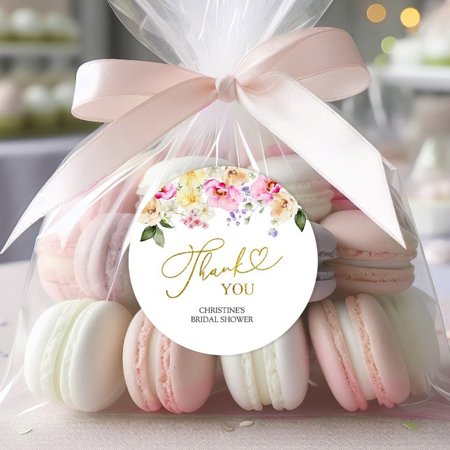 Pegatina Redonda Spring Floral Bridal Shower Thank You Sticker (Subido por el creador)