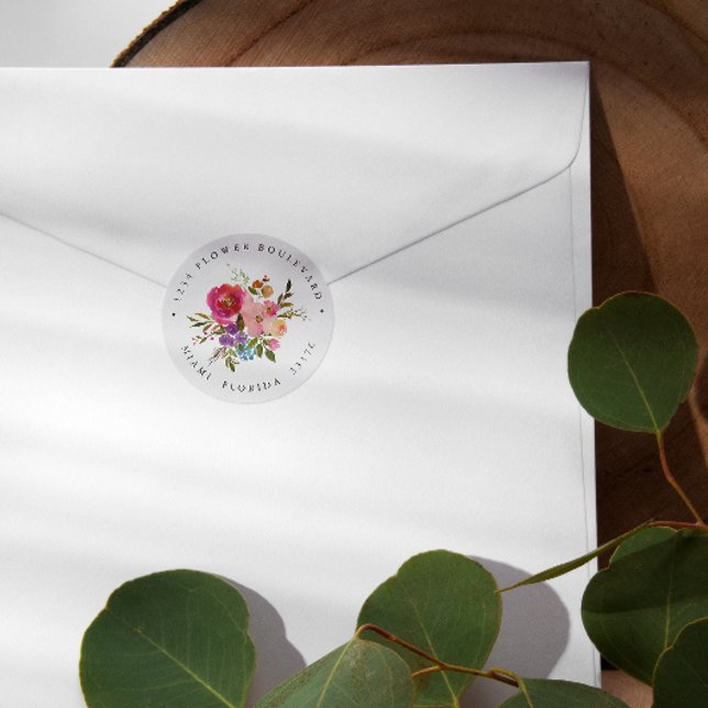 Pegatina Redonda Spring Lush |  Bouquet Botanical Return address (Subido por el creador)