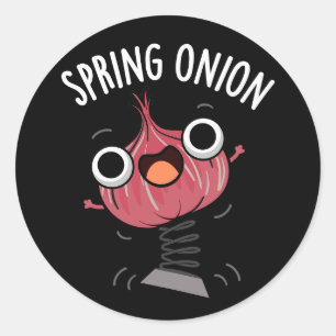 Pegatina Redonda Spring Onion Funny Veggie Pun Dark BG