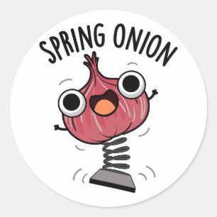 Pegatina Redonda Spring Onion Funny Veggie Puns