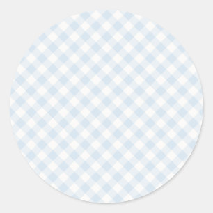 Pegatina Redonda Spring Retro Gingham Azul Polvo
