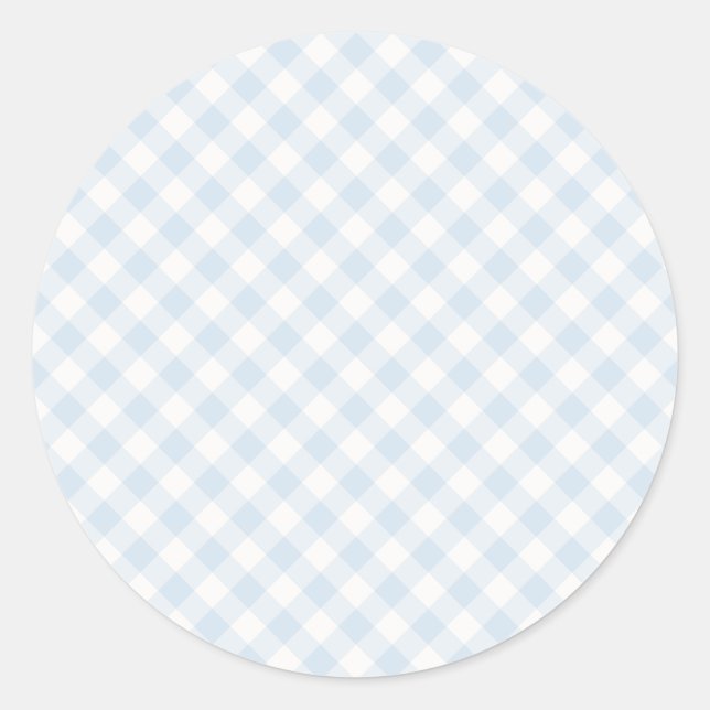 Pegatina Redonda Spring Retro Gingham | Azul Polvo (Anverso)