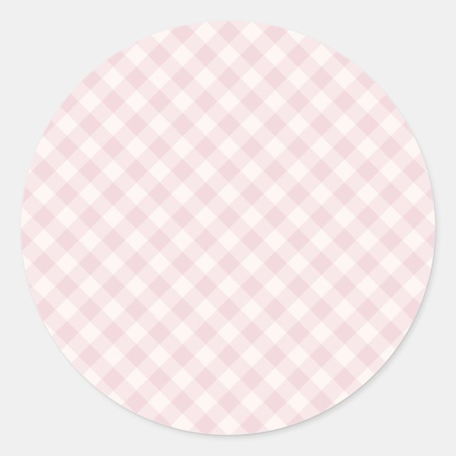 Pegatina Redonda Spring Retro Gingham | Blush Suave (Anverso)