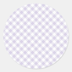 Pegatina Redonda Spring Retro Gingham Lavanda Polvorienta