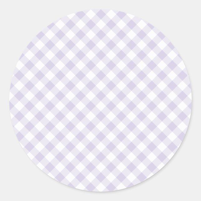 Pegatina Redonda Spring Retro Gingham | Lavanda Polvorienta (Anverso)