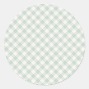 Pegatina Redonda Spring Retro Gingham   Muted Sage