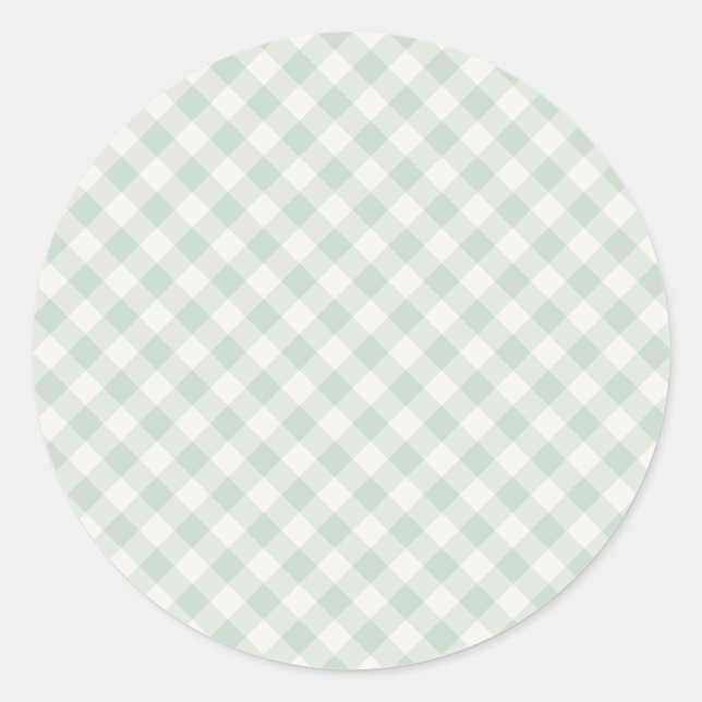 Pegatina Redonda Spring Retro Gingham | Muted Sage (Anverso)