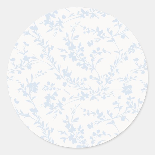 Pegatina Redonda Spring Sprigs Powder Blue - Neutral (Anverso)