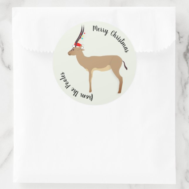 Pegatina Redonda Springbok de Navidad (Bolso)