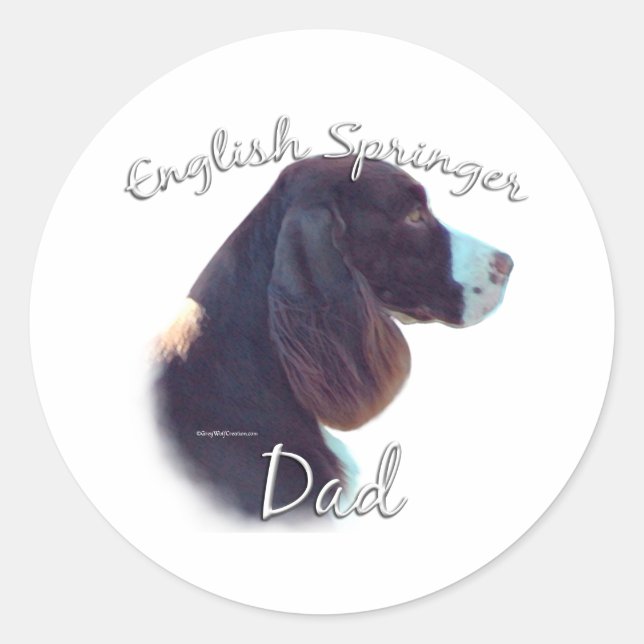 Pegatina Redonda Springer Spaniel Dad 2 (Anverso)