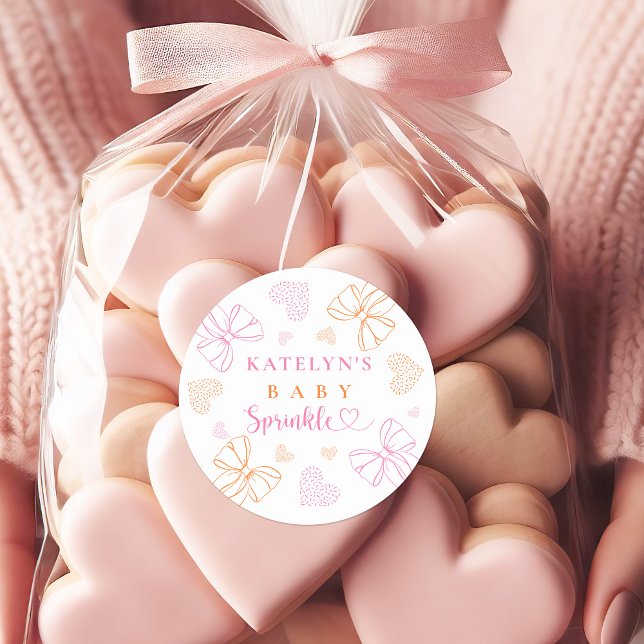 Pegatina Redonda Sprinkle Ribbon Baby Shower Round Stickers (Subido por el creador)