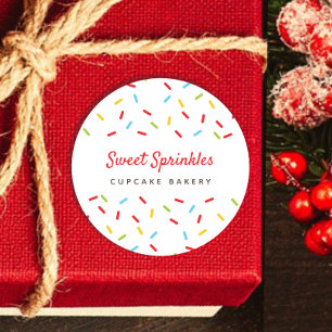 Pegatina Redonda Sprinkles Colorful Bakery Postres Pastelería