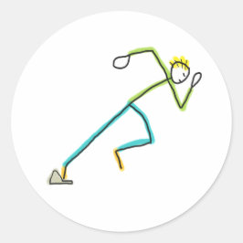 Pegatina Redonda Sprinter Stickman